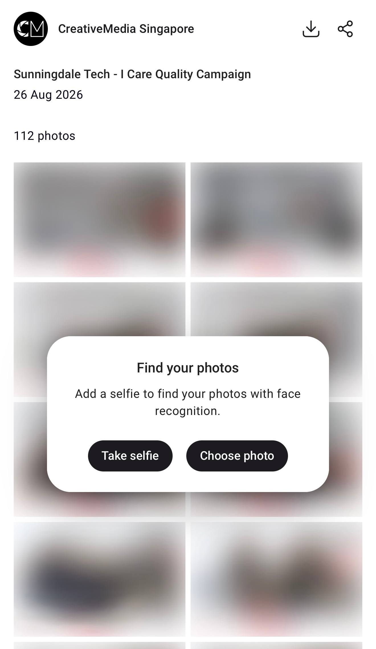 AI Photo Matching take selfie screen