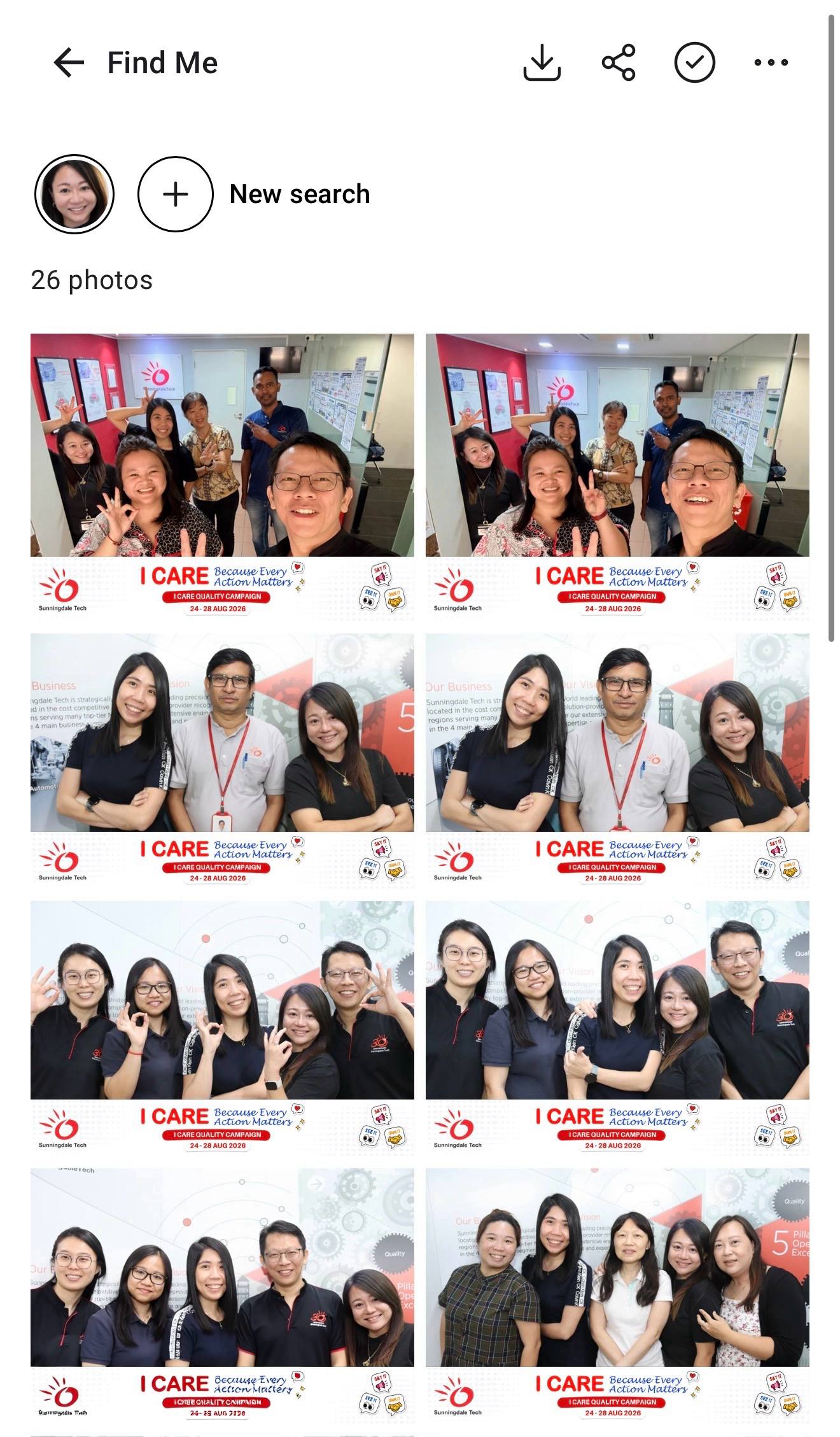 AI Photo Matching matched photos screen